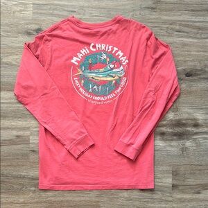 Vineyard Vines “Mahi Christmas” Coral Long Sleeve Tee